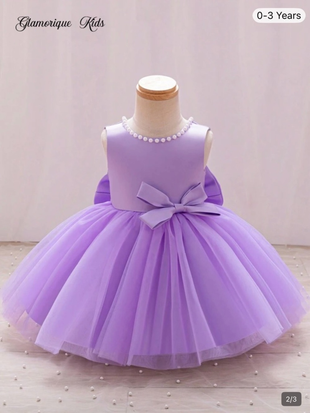 Lilac Tulle Bow Flower Girl Dress